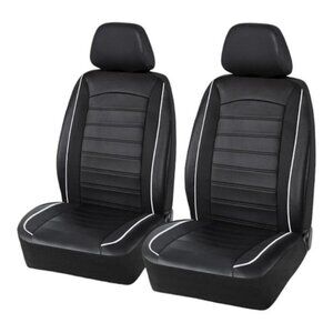 ProElite Black Low Back Faux Leather Seat Cover Set 2 Piece